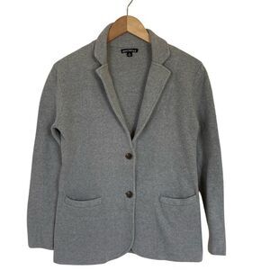 J.Crew Mercantile Women Knit Blazer Sweater Size S Grey Two Button Front Pockets